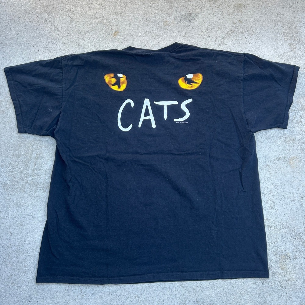 Vintage Cats Musical T-Shirt 2XL Black Vintage Y2K Broadway Spellout RARE